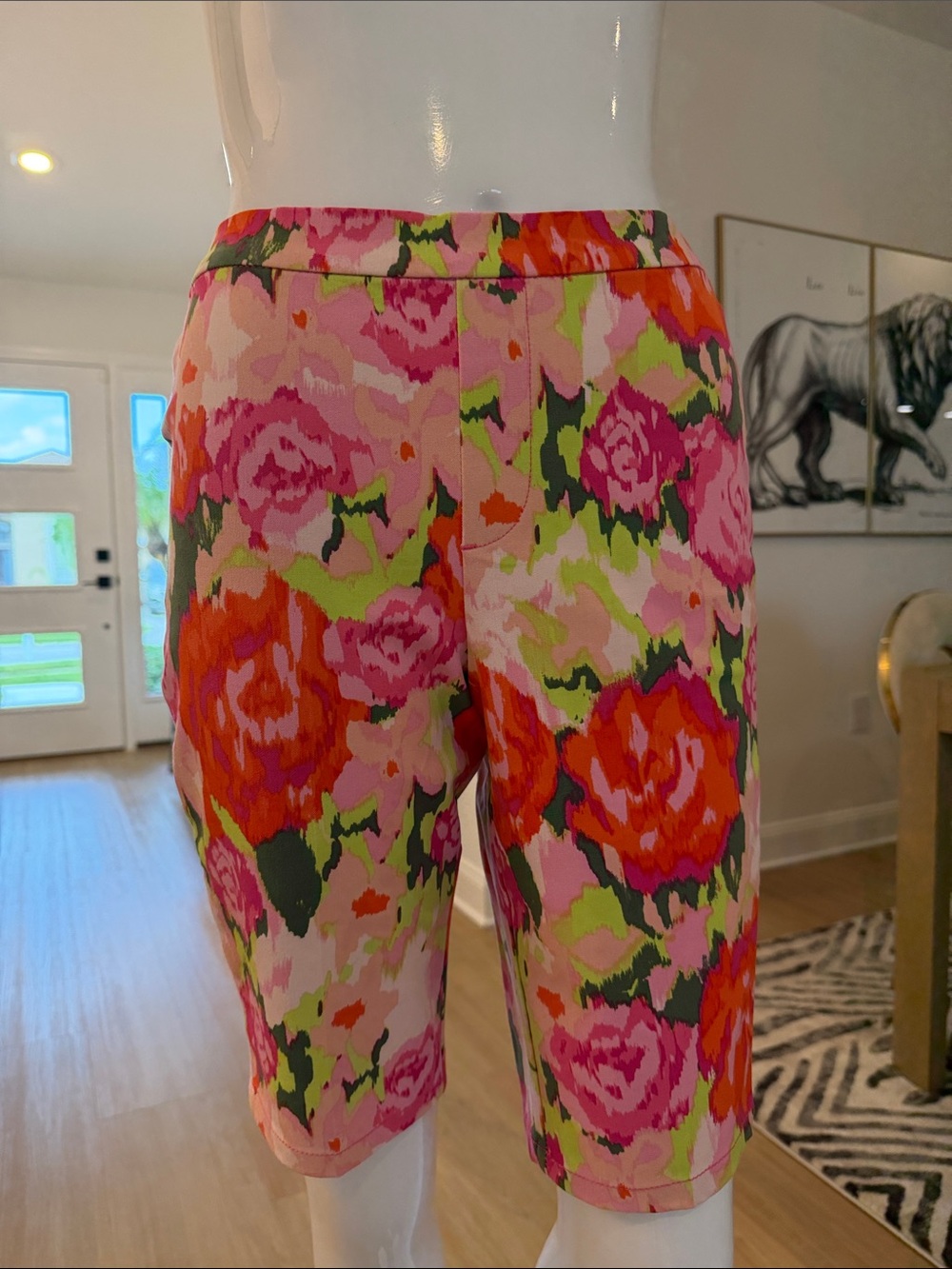 Floral Print Pink & Orange Bermuda Shorts